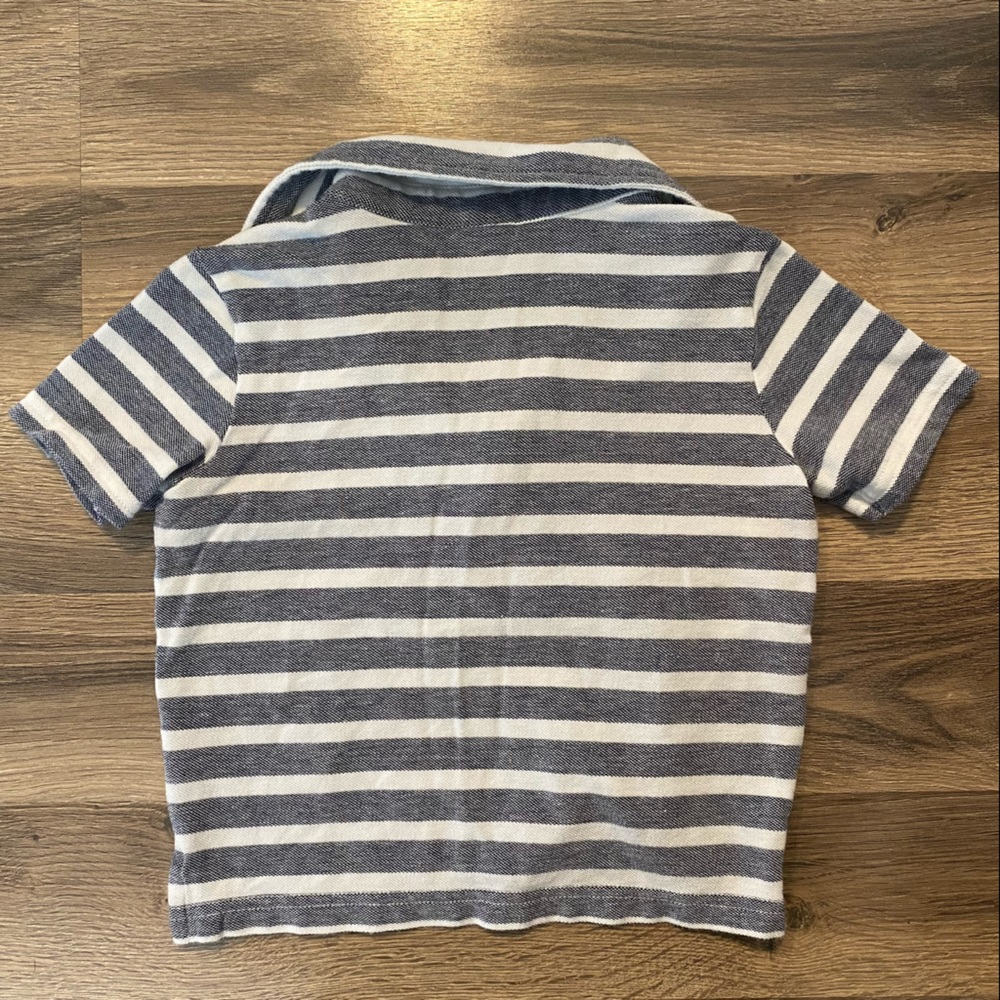 Janie & Jack Striped Bulldog Collared T Shirt - Picture 2 of 4